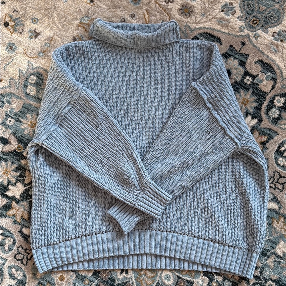 ❤️ Aerie Chenille Baby Blue Turtleneck Sweater